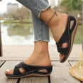 thumbnail image 6 of Dakaela Womens Orthopedic Wedge Sandals Arch Support Comfortable Slip on Slides Summer Beach Vacation Dressy Walking Shoes Black 6.5, 6 of 9