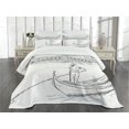thumbnail image 3 of Ambesonne Venice Quilted Bedspread Set 3 Pcs, Rialto Bridge Gondola, King Size, Black White, 3 of 5