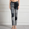 thumbnail image 3 of REALiKUN Color Block Patchwork Denim Jeans for Women High Waisted Slim Fit Stretch Comfortable Casual Trendy Street Style, 3 of 8