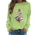 thumbnail image 3 of Wooowa Christmas Tree with Bow Print Long Sleeve Sweatshirt Top Round Neck Casual Soft Breathable for Holiday Home Party Daily Wear, 3 of 7