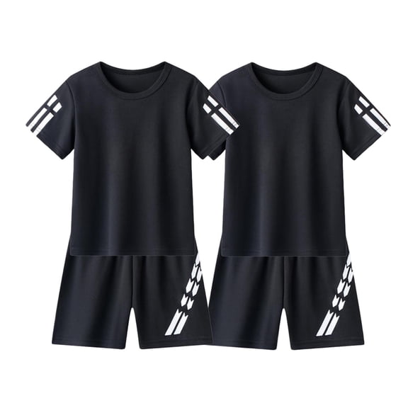 AINIYS Kids' Outfit Set Big Kid Crew Neck Casual Wear Athletic Wear Great For Sports Day And School Events Black 3-4 Years