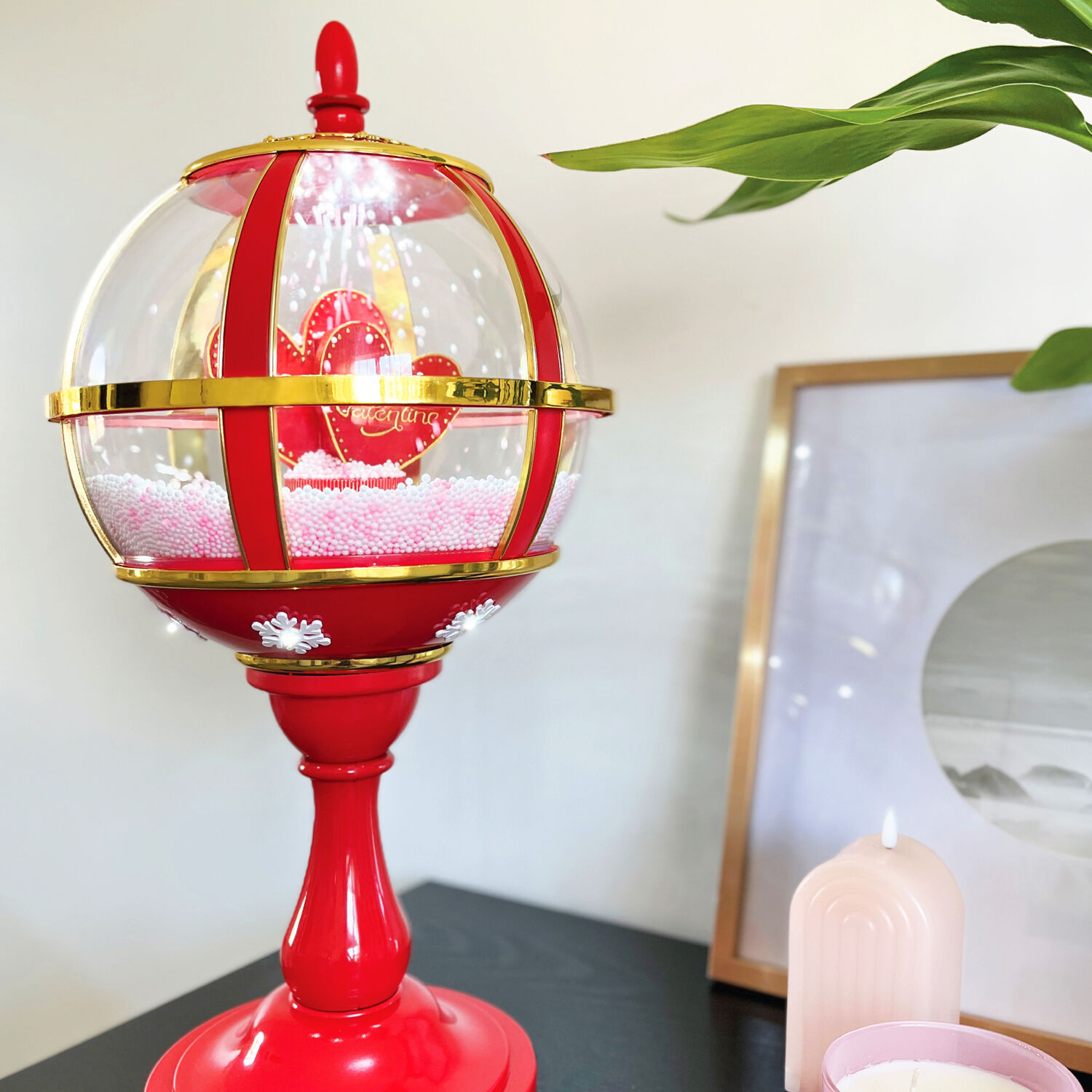 Fraser Hill Farm 23-In. Musical Snowy Tabletop Valentine's Day Lantern, FSTHEART023A-RD