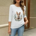 thumbnail image 6 of Cavosen Happy Easter 3/4 Sleeve Tops for Women Dressy Summer Bunny Floral Print Pullover Shirts Round Neck Holiday Blouse Vacation Festival T Shirts Loose Stylish Tees White XL, 6 of 6
