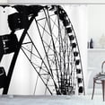 thumbnail image 1 of Ferris Wheel Shower Curtain, Close Up Drawing of a Fairground Ride in Modernistic Monochrome Style, Fabric Bathroom Set with Hooks, 69W X 70L Inches, Charcoal Grey White, by Ambesonne, 1 of 3