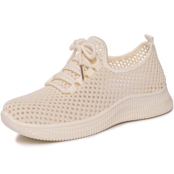 DADAWEN Women Casual Walking Sneakers Lightweight Breathable Hollow Flyknit Shoes Pink 7US