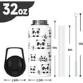 thumbnail image 2 of Panda Themed 32oz Water Bottle for Adults, Stainless Steel Leakproof Sport & Gym Water Bottle with Flip Straw and Spout Lid, Cute Gift Idea (1 PC), 2 of 6