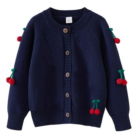

DxhmoneyHX Girls Button Down Sweater Jacket Kids Long Sleeve Cardigan Sweater Fashion Autumn/Winter Cardigan 2-7 Years