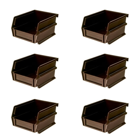 Triton Products® LocBin 5-3/8 In. L x 4-1/8 In. W x 3 In. H Brown Stacking, Hanging, Interlocking Polypropylene Bins, 6 CT