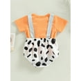 thumbnail image 4 of Bagilaanoe 2Pcs Newborn Baby Girls Overalls Shorts Set Short Sleeve T-shirt Tops + Suspender Short Pants 6M 12M 18M 24M Infant Casual Outfits, 4 of 8