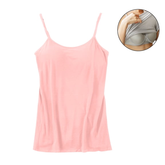 Camisoles for Women Pink Tank with Built in Bra Adjustable Spaghetti Strap Cami Tank Tops Womens Camisole Undershirts