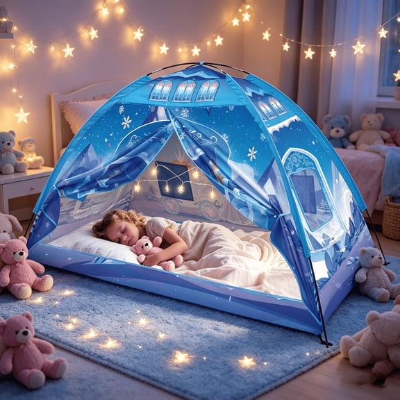 Greatcool Ice Princess Play Tent-Kids, Snow Themed Playhouse for Boys and Girls Imaginative Play Popup Tent for Kids Indoor/Outdoor Fun,Perfect Kid’s Gift- 78" x 39" x 43"