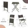 thumbnail image 4 of Costway 3PCS Patio Folding Rattan Bistro Set Chairs Backrest Table Garden Deck Brown, 4 of 10