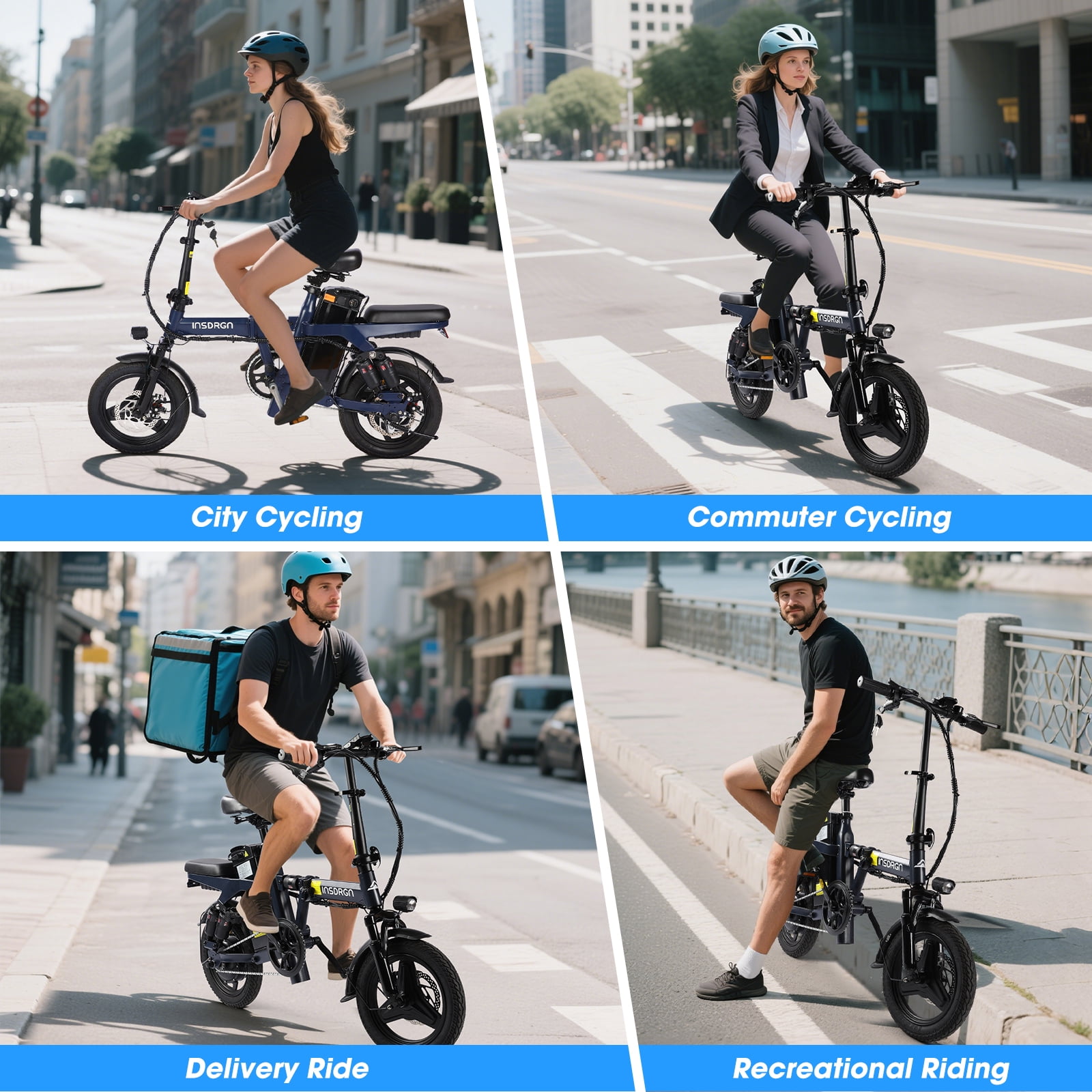 INSDRGN Electric Folding Bike for Teenager and Adults, 10.4AH 48V Battery 14" Electric Bike 500W Motor, 28 Miles Range, Mini Ebike for City Commuter, UL2849