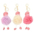 thumbnail image 1 of FELTECHELECTR 3 llaveros de peluche de flamenco, suaves y esponjosos, para colgar (blanco, rosa y morado), 1 of 6