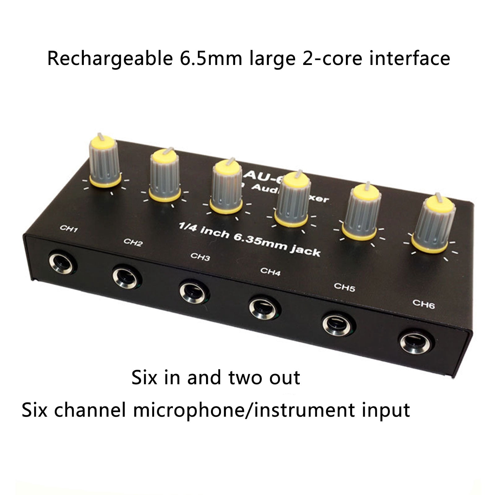 RUISINERY 6.35mm Sound Mixer Microphone Instrument Multiple Input Expander With Independently Volumes Control Builts In Battery