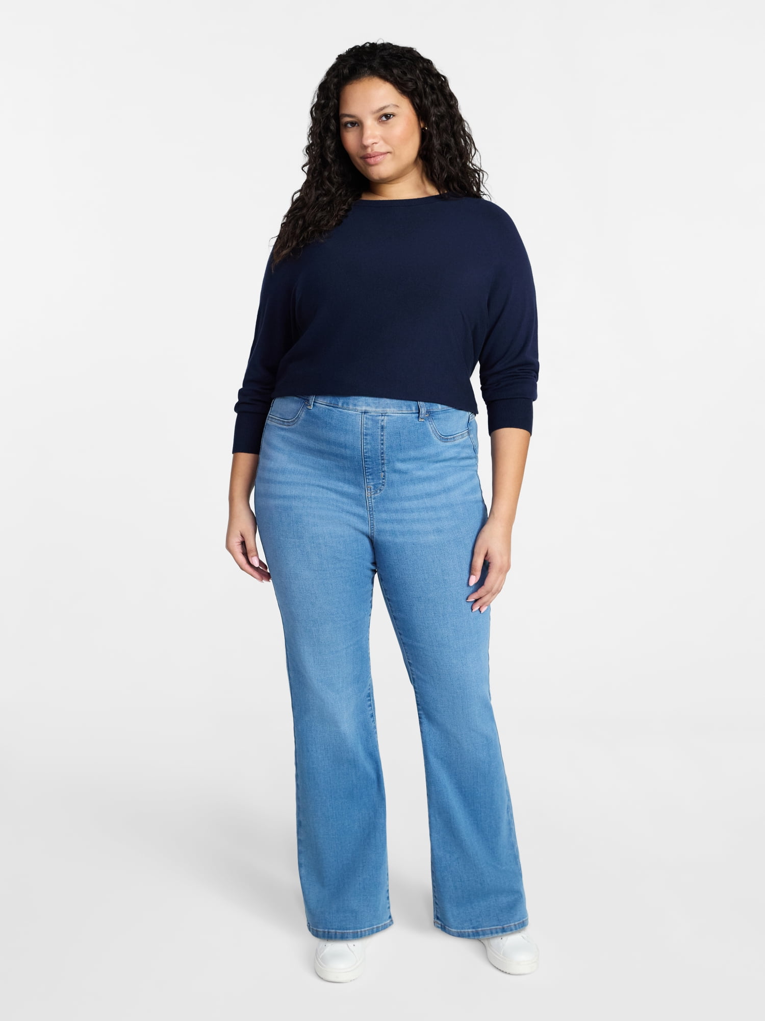 Terra & Sky Women's Plus Signature Pull On High Rise Bootcut Jeggings with Control Panel, Sizes 0X-5X