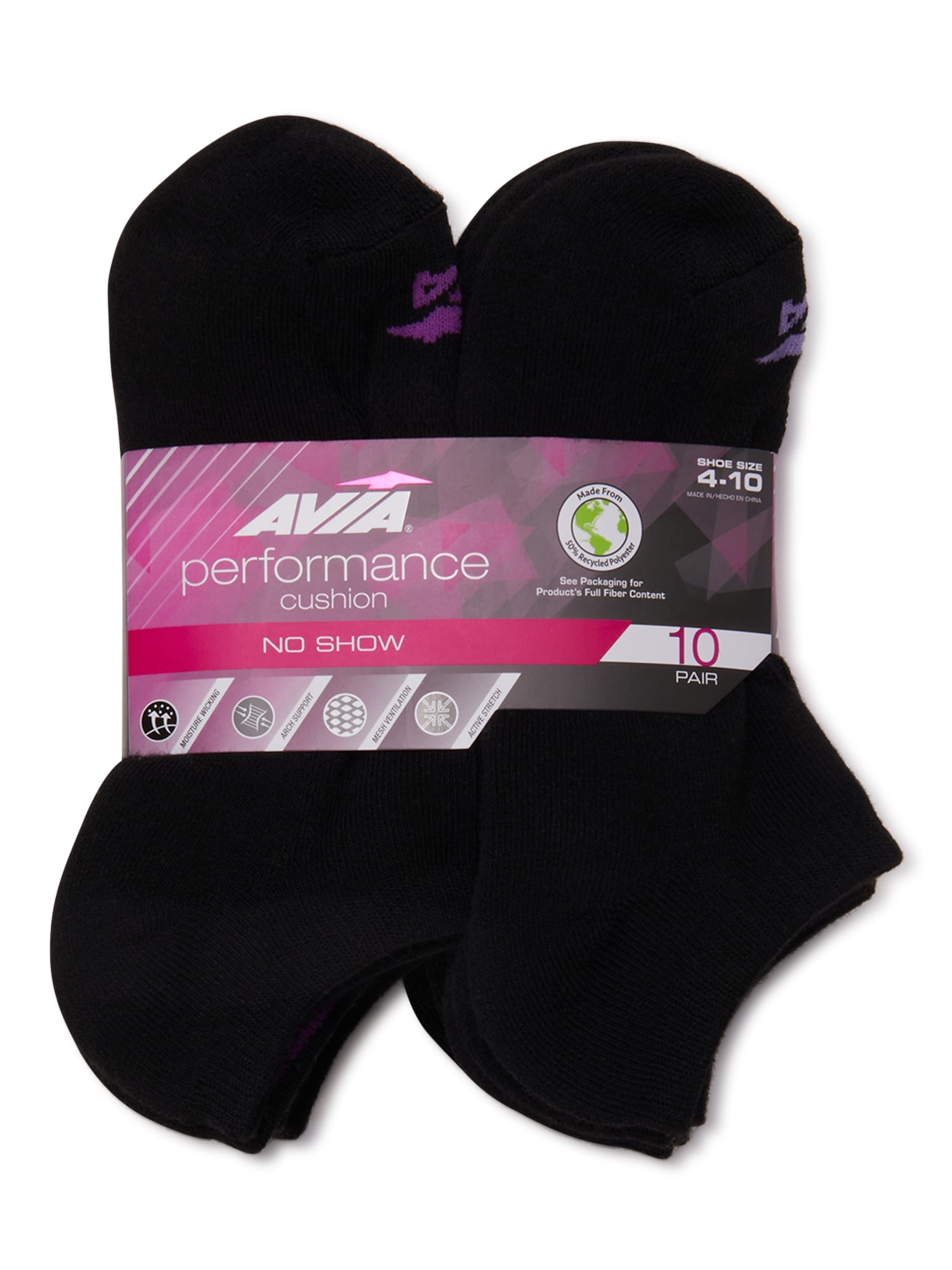Avia Women's Performance No Show Socks, 10-Pack 