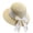 AGH33-Beige, variant on Women's Wide Brim Straw Hat with Bow Flat Top Boater Hat UPF Sun Protection Paper Straw for Beach Travel Khaki One Size