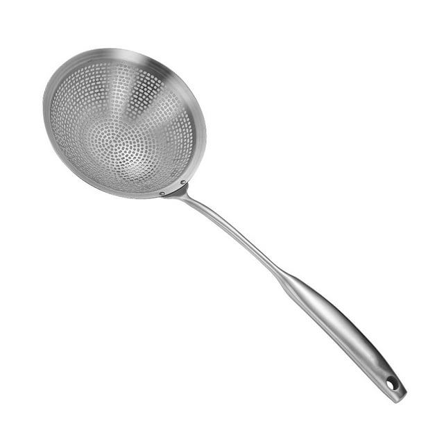 Colador de aceite Sunjoy Tech, cucharón espumador, colador de aceite profesional de acero inoxidable sólido con mango largo para escurrir y freír, utensilio de cocina para uso diario.