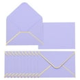 thumbnail image 1 of Uxcell 30 paquetes de sobres A7, sobres de tarjeta 5x7 con solapa en V y borde dorado para invitaciones de boda, graduación y regalos, Lavanda, 1 of 7