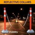 thumbnail image 6 of BESEA 6 Pack 40 Inch Traffic Delineator Posts, Delineator Post Cones with Fillable Base and 6.6FT Plastic Chain, 6 of 7