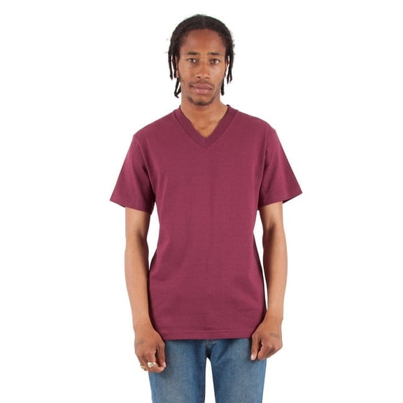 Shaka Wear Adult 6.2 oz., V-Neck T-Shirt S BURGUNDY