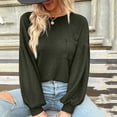 thumbnail image 5 of Women's Waffle Knit Sweater Tops Long Sleeve Loose-Fit Pullover Hoodie Solid Color Casual Blouse Sweatshirt, 5 of 5
