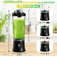thumbnail image 2 of Portable Blender Personal Juicer for Shakes and Smoothies - 20 OZ Electric Protein Shaker Bottle with Insulated Sleeve, Travel Lid, USB-C Rechargeable - Mini Small Blender Cup for Kitchen, Office, 2 of 6