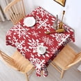 thumbnail image 2 of Red Christmas Snowflake Pattern Square Tablecloth,Waterproof Square Table Cover,Wipeable Spillproof Washable Table Cover for Home Kitchen Party Decor 60"x60"(152x152cm), 2 of 6