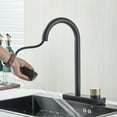 thumbnail image 3 of Matte Black Kitchen Sink Faucet Pull Out Single Handle Waterfall & Rainfall Rotatable Hot and Cold Faucet Apply Inlet Pipe, 3 of 7