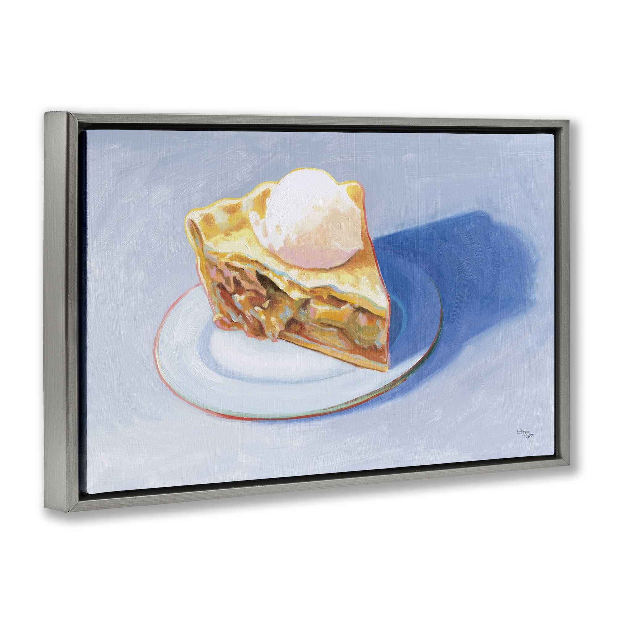 Stupell Industries Apple Pie Still Life Food & Beverage Painting Gray Floater Framed Canvas Art Print Wall Art, 31 x 21