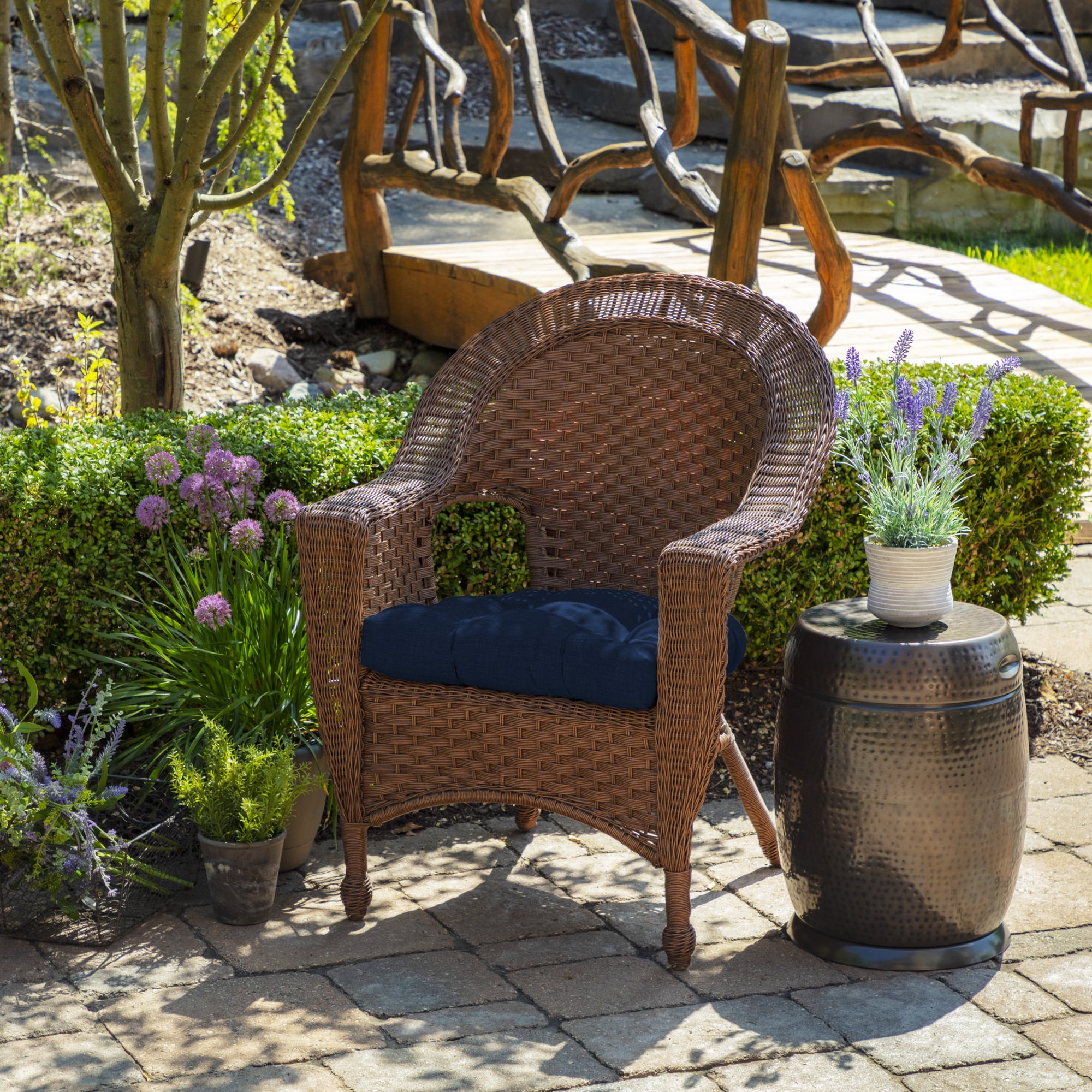 ARDEN Outdoor Wicker Chair Cushion, 2 pack, 20 x 18, Sapphire Blue Leala