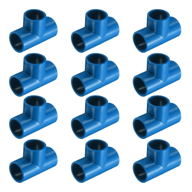 Uxcell 12Pcs Conector de Tee de 1/2" 3 Vías, Accesorios de Esquina de Grado de Construcción de Muebles para Estructura de Soporte de Jardín, Conexión de Carpa, Azul