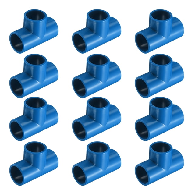 Uxcell 12Pcs Conector de Tee de 1/2" 3 Vías, Accesorios de Esquina de Grado de Construcción de Muebles para Estructura de Soporte de Jardín, Conexión de Carpa, Azul