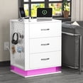 thumbnail image 6 of Ktaxon Nightstand Left Side RGB Bedside Table with Charging Station, Remote Control LED Cabinet for Bedroom, Living Room, White, 6 of 6