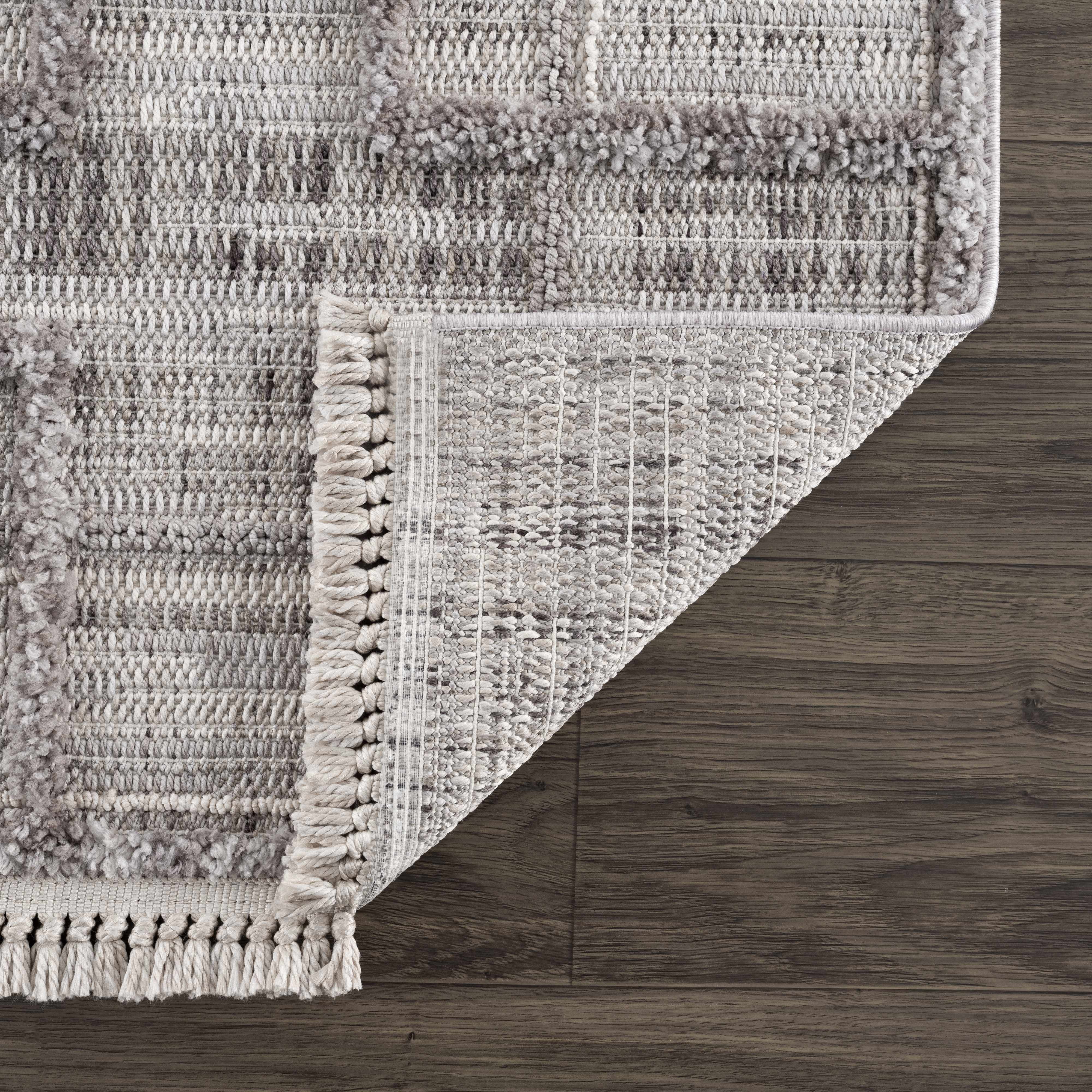 BoutiqueRugs Knocklyon Farmhouse Area Rug - Charcoal, Cream, Peach - 9'2" x 12'