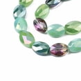 thumbnail image 3 of Electroplate Glass Beads Strands AB Color Plated Faceted Oval Yellow Green 8x6x4mm Hole: 1.2mm about 69~70pcs/strand 22.83~23.03inch(58~58.5cm) DIY, 3 of 3