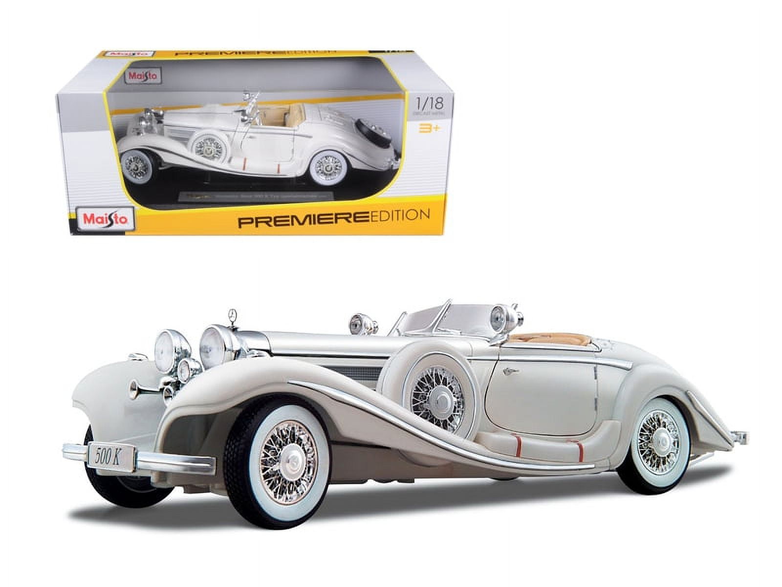 1936 Mercedes Benz 500 K Special Roadster White 1/18 Diecast Model