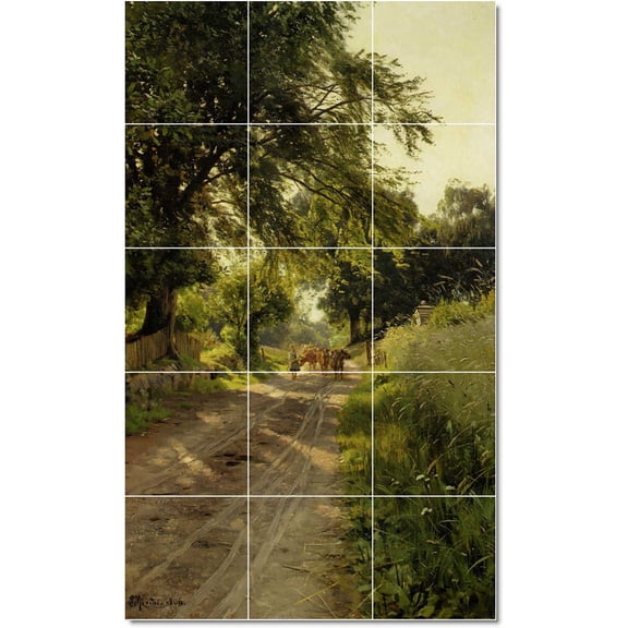 Ceramic Tile Mural-Peder Mork Monsted Country Painting 301. 12.75" w x 21.25" h using (15) 4.25 x 4.25 ceramic tiles