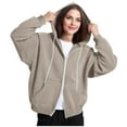 thumbnail image 4 of HAPIMO Womens Double Zip Up Hoodies Loose Fit Hoodies Long Sleeve Solid Pocket Jacket Soft Outdoor Casual Hooded Sweatshirts Gray XXL, 4 of 8