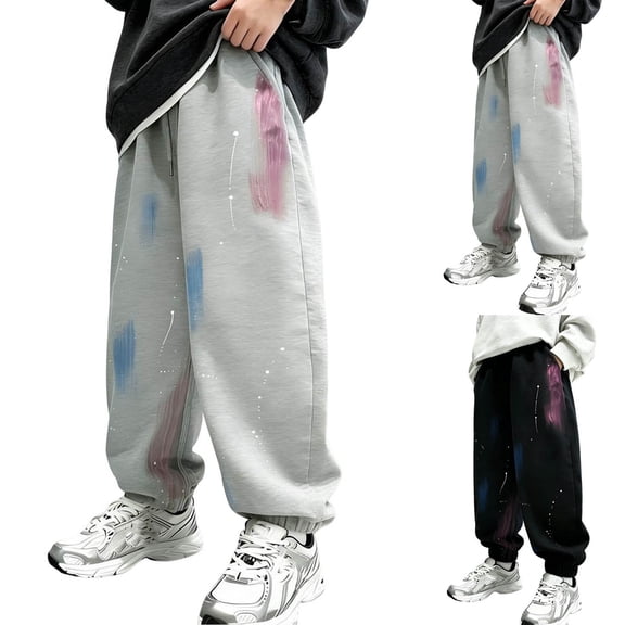 Bixock Kids Boys Sweatpants High Waist Joggers with Pockets Kids Solid Color Loose Casual Trousers Comfortable Sport Activewear Boys Clothings Size 7-8Years