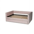 thumbnail image 5 of Baxton Studio Larkin Modern and Contemporary Pink Velvet Fabric Upholstered Full Size Daybed with Trundle, 5 of 7