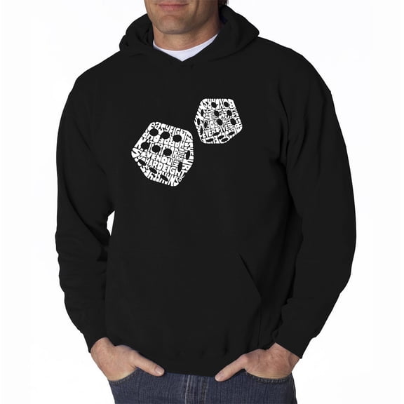 LA Pop Art Men's Word Art Hooded Sweatshirt - DIFFERENT ROLLS THROWN IN THE GAME OF CRAPS