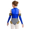 thumbnail image 2 of iiniim Girls Circus Outfit Sequin Striped Leotard with Arm Sleeve Set for Carnival Fancy Party Navy Blue 8, 2 of 7