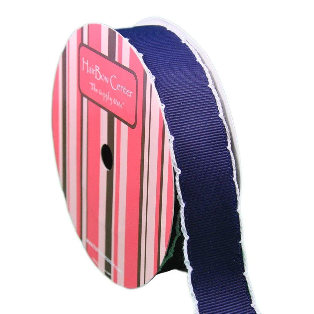 7/8" Navy / White Moonstitch Grosgrain Ribbon 3 Yard - Walmart.com