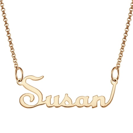 Personalized Women's Silvertone or Goldtone Script Nameplate Necklace, 18"
