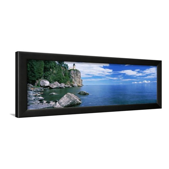Lighthouse on a cliff, Split Rock Lighthouse, Lake Superior, Minnesota, USA, Scenic Framed Art Print Wall Art Sold by Art.Com