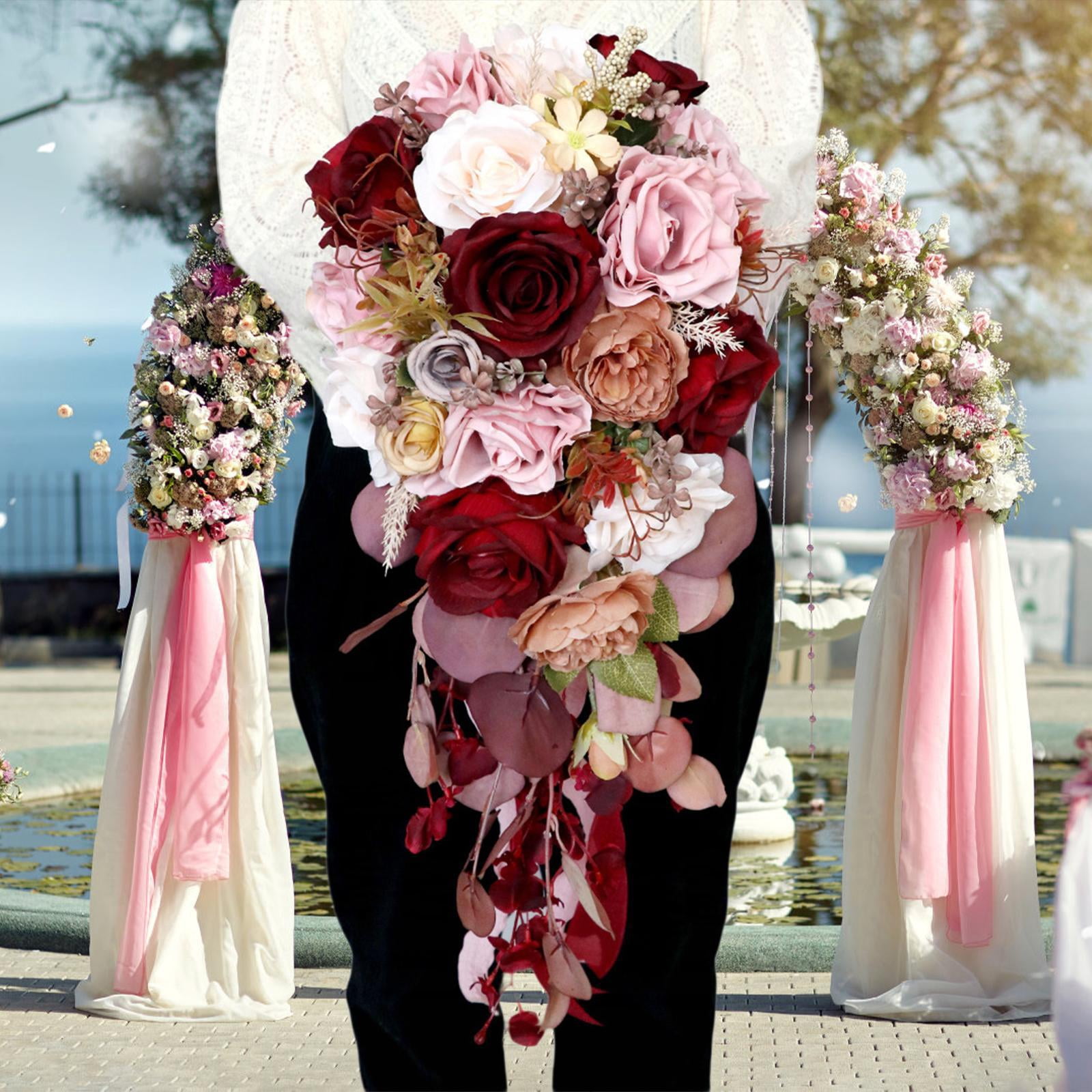 balikha Wedding Bouquet Bridal Bouquet Elegant Artificial Flowers Bride Holding Bouquet for Anniversary Ceremony Wedding Centerpieces
