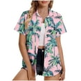 thumbnail image 3 of JURANMO Women's Summer Hawaiian Shirts Short Sleeve Button Down Shirt Hawaii Tropical Floral Print Beach Tops Vacation Outfits Pink XXXXXL Daily Sales, 3 of 6