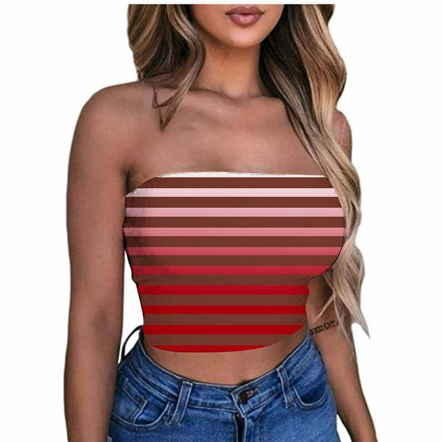 Birdeem Hauts Tube pour Femmes Imprimé Sans Bretelles Yoga Exercice Enveloppe de Poitrine Chandail